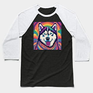 Psychedelic Husky Baseball T-Shirt